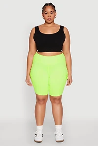 Womens Plus Spandex Cargo Biker Shorts,