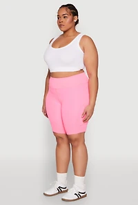Womens Plus Size Spandex Cargo Biker Shorts, Pink, Size 2X