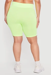 Plus Seamless Varsity Stripe High Waisted Biker Shorts