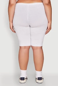 Womens Plus Size God Above All Else Graphic Biker Shorts, Grey, Size 1X