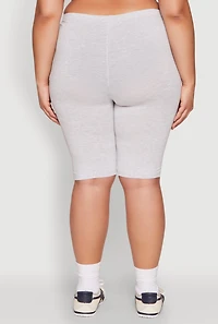 Womens Plus Blessed By God Graphic Biker Shorts, Grey,