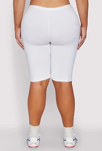 Womens Plus Size Blessed By God Graphic Biker Shorts, White, Size 3X