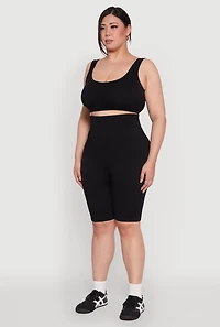 Womens Plus Size Seamless High Waist Cycling Shorts, Black, Size 3X-4X