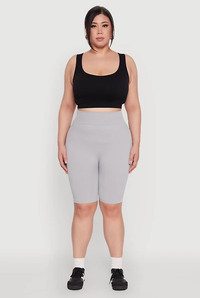 Womens Plus Seamless High Waist Cycling Shorts,