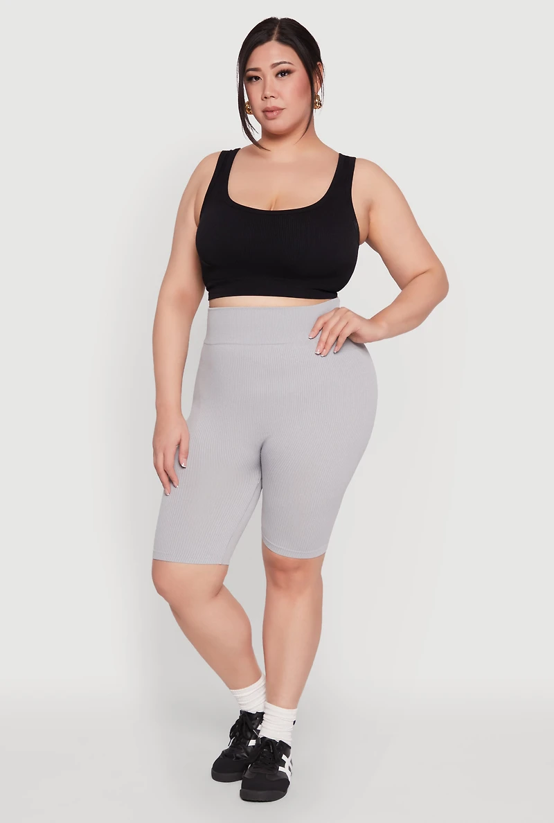 Womens Plus Seamless High Waist Cycling Shorts,