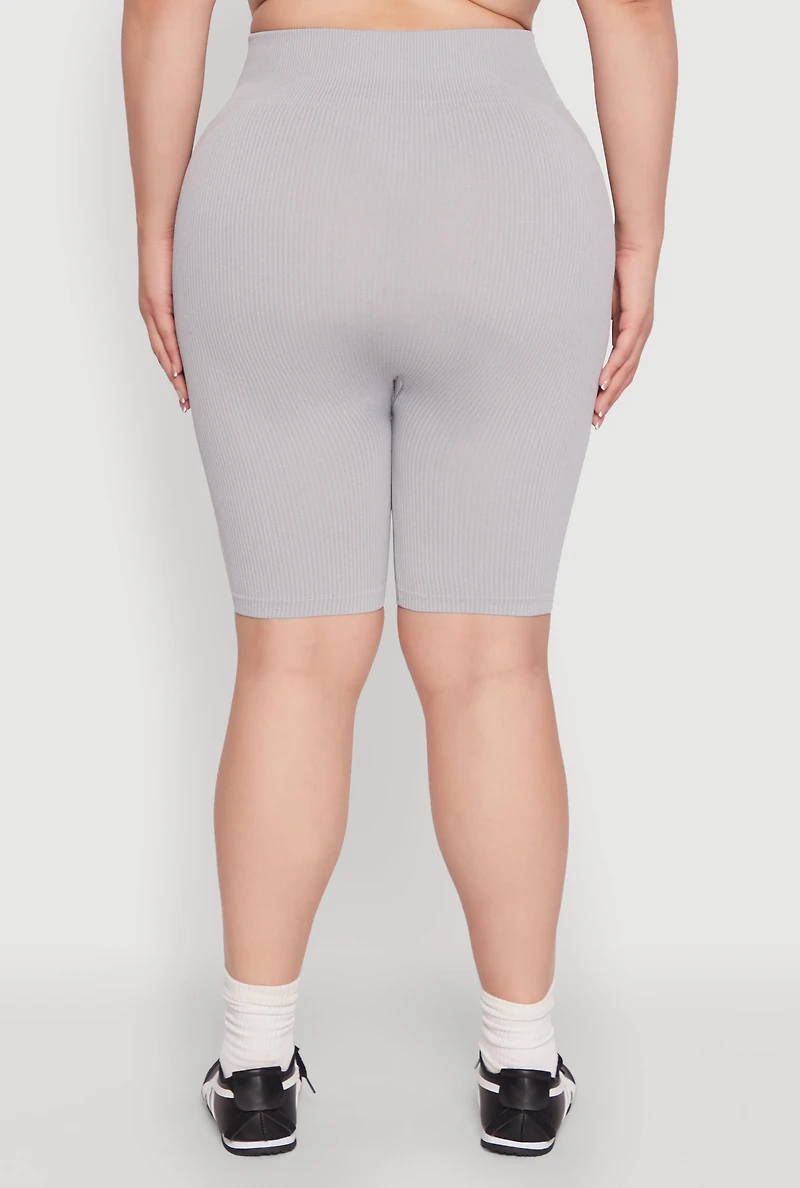 Womens Plus Seamless High Waist Cycling Shorts,