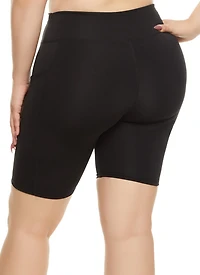 Plus High Waisted Cell Phone Pocket Biker Shorts