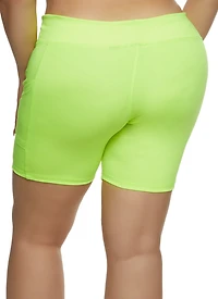 Womens Plus Size Side Pocket Bike Shorts, Green, Size 1X