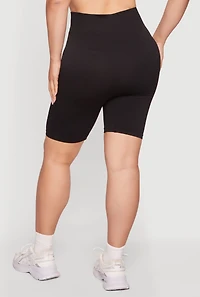 Plus High Waisted Seamless Laser Cut Bike Shorts
