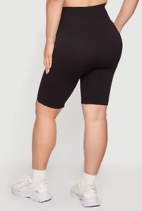 Plus High Waisted Seamless Compression Rib Bike Shorts