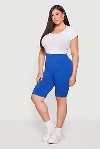 Plus High Waisted Seamless Compression Rib Bike Shorts