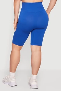 Plus High Waisted Seamless Compression Rib Bike Shorts