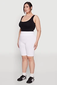 Womens Plus Size High Waist Cycling Shorts, White, Size 3X-4X