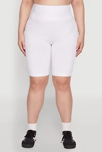Womens Plus Size High Waist Cycling Shorts, White, Size 3X-4X