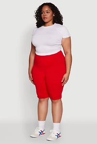 Womens Plus Size High Waist Cycling Shorts, Red, Size 3X-4X