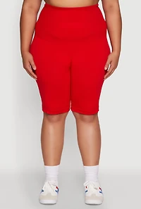 Womens Plus Size High Waist Cycling Shorts, Red, Size 3X-4X