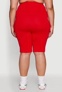 Womens Plus Size High Waist Cycling Shorts, Red, Size 3X-4X