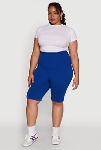 Womens Plus High Waist Cycling Shorts, 1X-2X