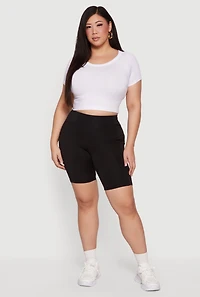 Plus High Waisted Bike Shorts with Pockets