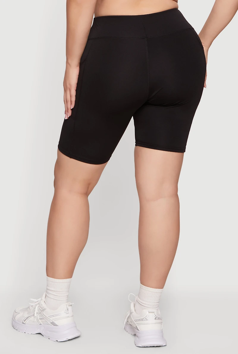 Plus High Waisted Bike Shorts with Pockets