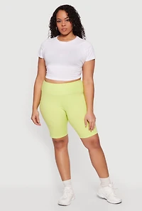 Plus High Waisted Bike Shorts with Pockets