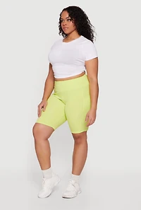 Plus High Waisted Bike Shorts with Pockets