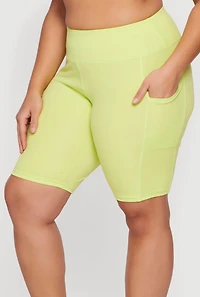 Plus High Waisted Bike Shorts with Pockets