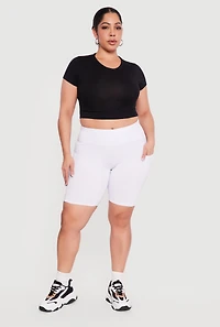 Plus High Waisted Biker Shorts with Pockets