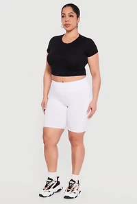 Plus High Waisted Biker Shorts with Pockets