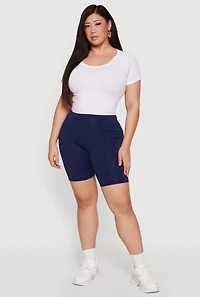 Plus High Waisted Biker Shorts with Pockets