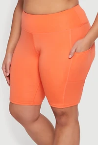Plus High Waisted Biker Shorts with Pockets
