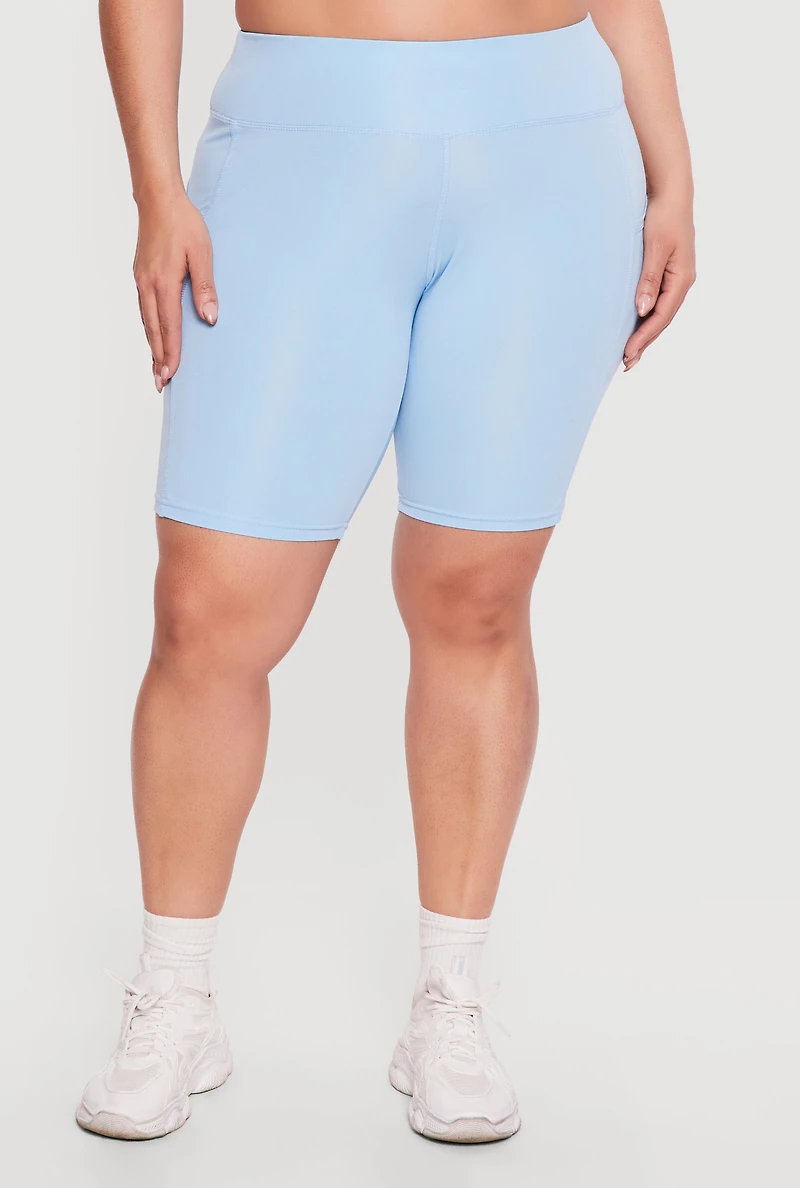Plus High Waisted Side Pocket Bike Shorts