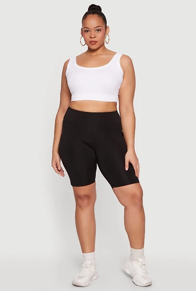 Plus Side Pocket High Waisted Biker Shorts