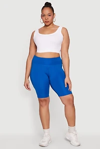 Plus Side Pocket High Waisted Biker Shorts