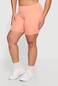 Plus High Waisted Cell Phone Pocket Biker Shorts