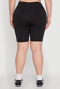 Womens Plus High Waist Biker Shorts, 1X