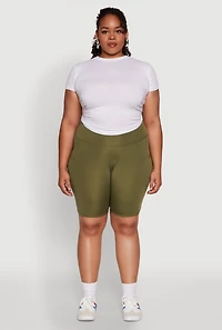 Womens Plus Size High Waist Biker Shorts, Green, Size 3X