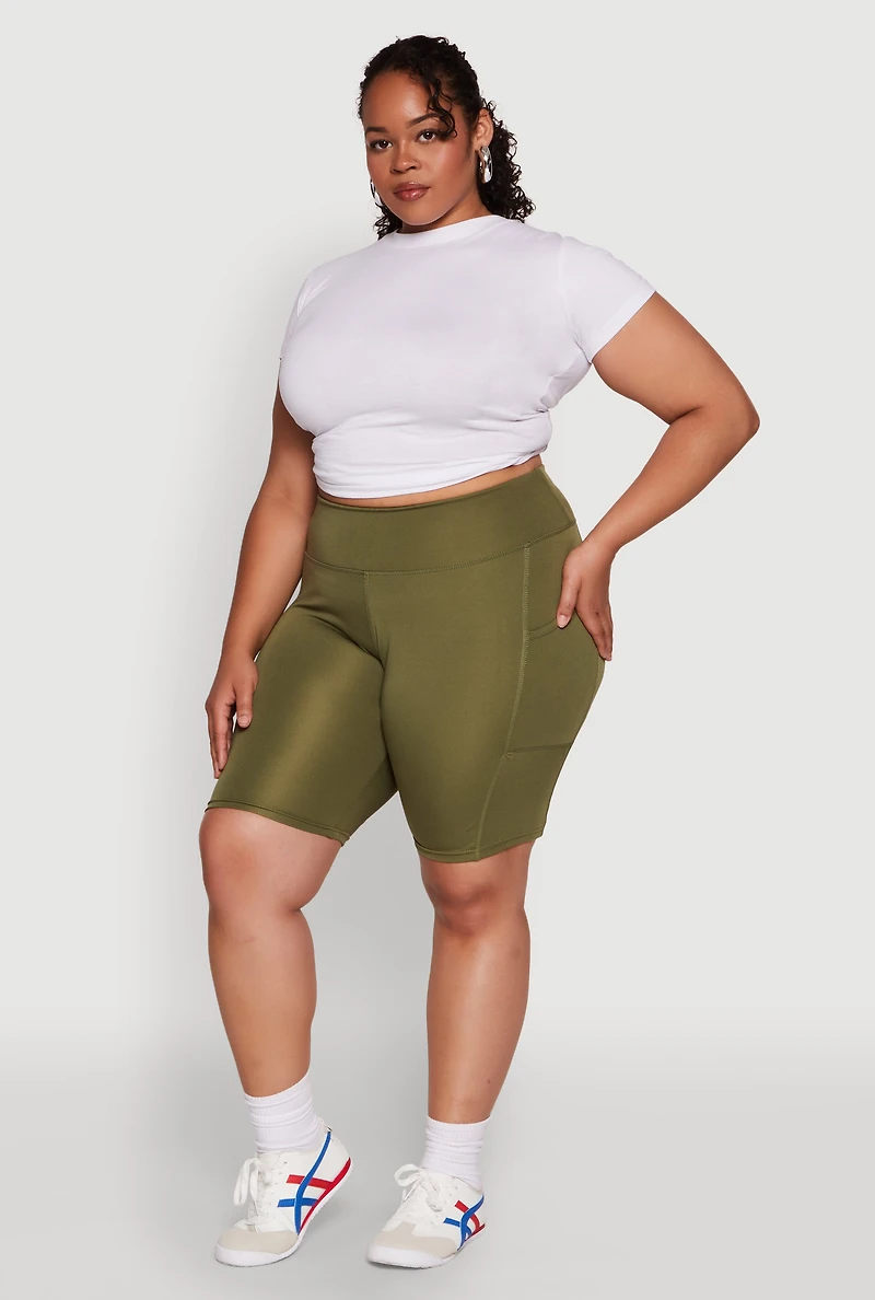 Womens Plus High Waist Biker Shorts, 3X
