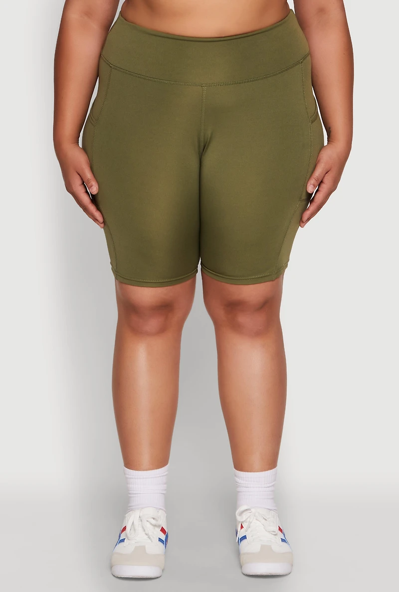 Womens Plus High Waist Biker Shorts, 3X