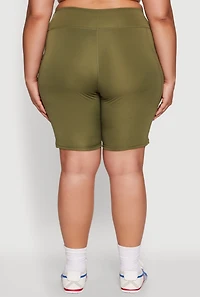 Womens Plus Size High Waist Biker Shorts, Green, Size 3X