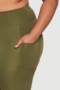 Womens Plus Size High Waist Biker Shorts, Green, Size 3X