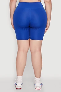 Womens Plus Size High Waist Biker Shorts, Blue, Size 2X