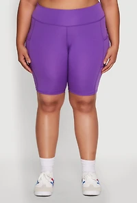 Womens Plus Size Side Pocket Cycling Shorts, Purple, Size 1X