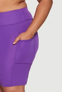 Womens Plus Size Side Pocket Cycling Shorts, Purple, Size 3X