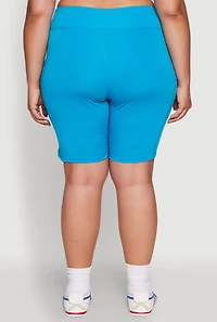 Womens Plus Size Side Pocket Cycling Shorts, Blue, Size 1X
