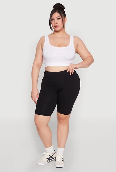 Womens Plus High Waisted Bike Shorts,