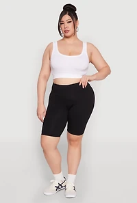 Womens Plus High Waisted Bike Shorts,