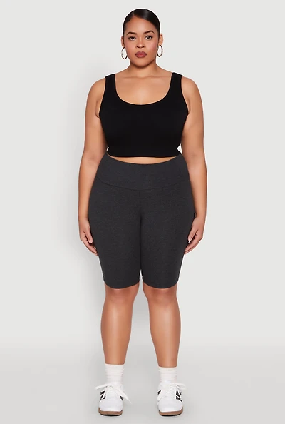 Womens Plus High Waisted Bike Shorts,