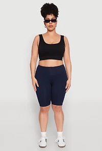 Womens Plus High Waisted Bike Shorts,