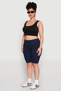 Womens Plus High Waisted Bike Shorts,